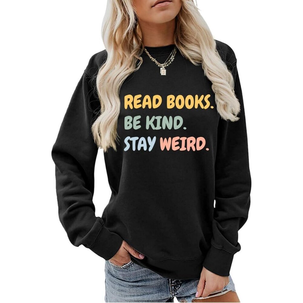 Women Bookish Sweatshirt Cotton Blend Funny Graphic Crewneck Casual